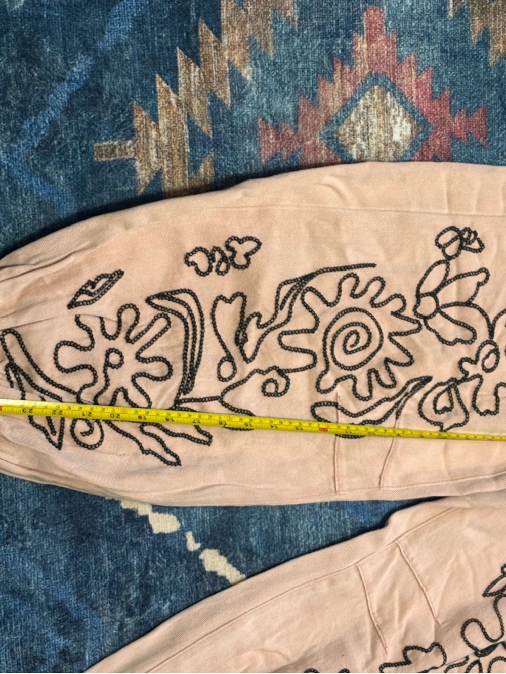 POL Peach Pants with Black Embroidered Floral Detail - Picture 7 of 17